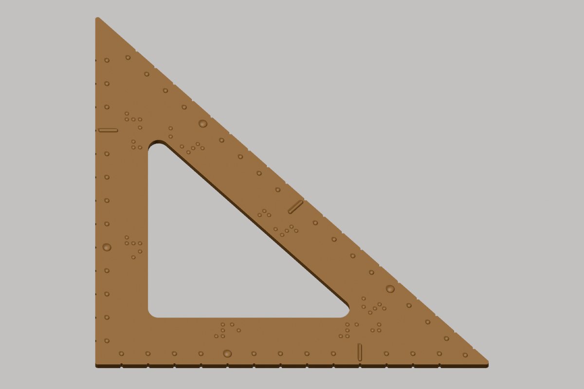 45 derecelik dokunsal gönyenin 3D modeli