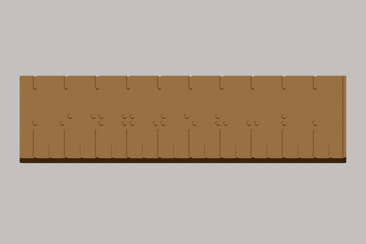 10 santimetrelik dokunsal cetvelin 3D modeli